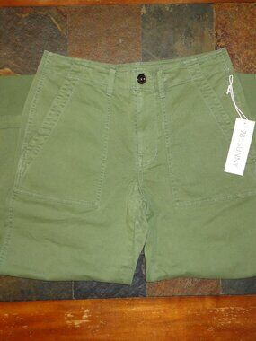 78 & SUNNY Women's Green Cuffed Bungalow Twill Utility Ankle Pants in size 8